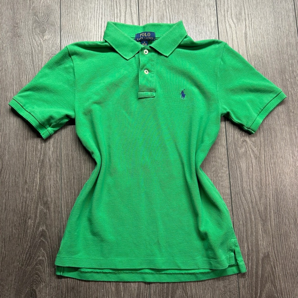 Polo Ralph Lauren Green Short Sleeve Pique Polo Shirt Womens Medium Y2K